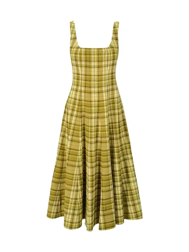 Staud Women's Wells Plaid Linen-Blend Midi Dress - Pepperoncini Plaid