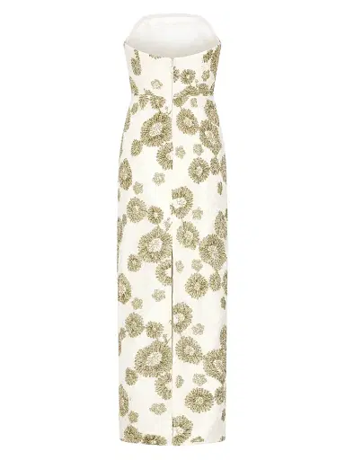 Milly Women's Jasmine Embroidered Lace Strapless Dress - White Green - Size 12 | Thumbnail 2 Milly Women's Jasmine Embroidered Lace Strapless Dress - White Green - Size 12 | Thumbnail 2
