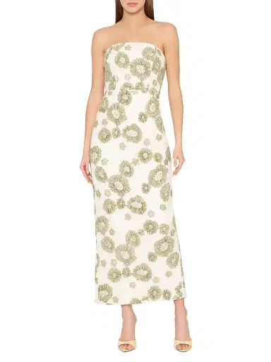 Milly Women's Jasmine Embroidered Lace Strapless Dress - White Green - Size 12 | Thumbnail 3 Milly Women's Jasmine Embroidered Lace Strapless Dress - White Green - Size 12 | Thumbnail 3