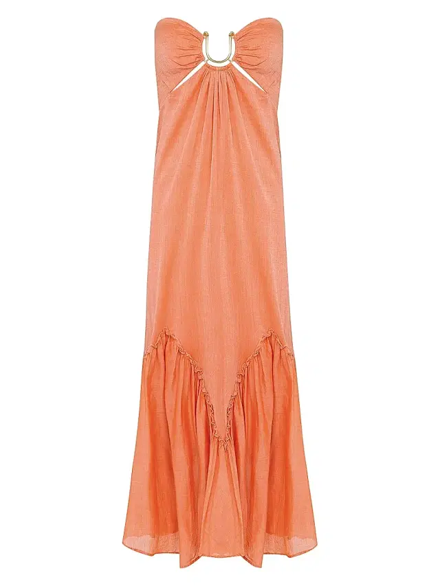 ViX by Paula Hermanny Women's Harper U-Ring Halter Maxi Dress - Orange