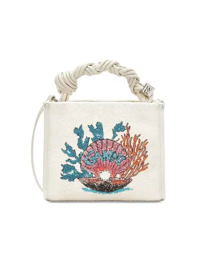 Ganni Women's Buo  Dice Shopper Tote Bag - Egret | Thumbnail 1