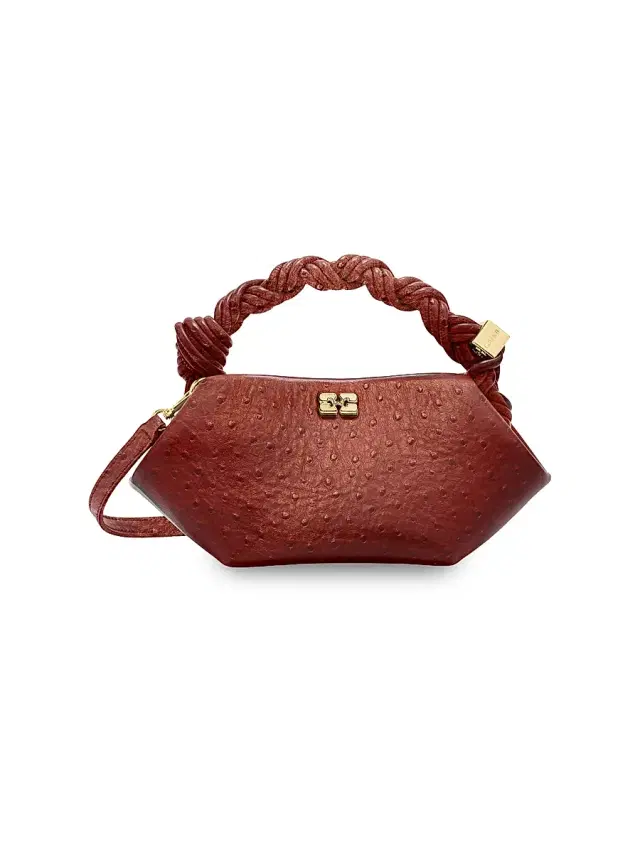 Ganni Women's Bou Mini Leather Top Handle Bag - Red