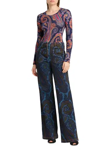 Etro Women's Paisley Print Jersey Top - Stampa F Do Blu | Thumbnail 2 Etro Women's Paisley Print Jersey Top - Stampa F Do Blu | Thumbnail 2