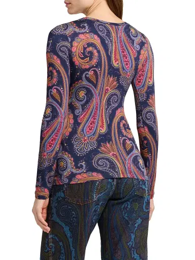 Etro Women's Paisley Print Jersey Top - Stampa F Do Blu | Thumbnail 5 Etro Women's Paisley Print Jersey Top - Stampa F Do Blu | Thumbnail 5