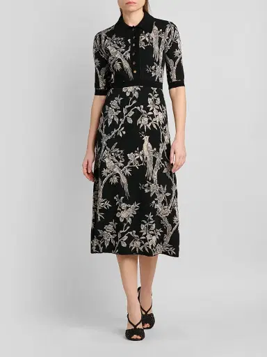 Etro Women's Wool-Blend Knit Midi Shirtdress - Black | Thumbnail 2 Etro Women's Wool-Blend Knit Midi Shirtdress - Black | Thumbnail 2
