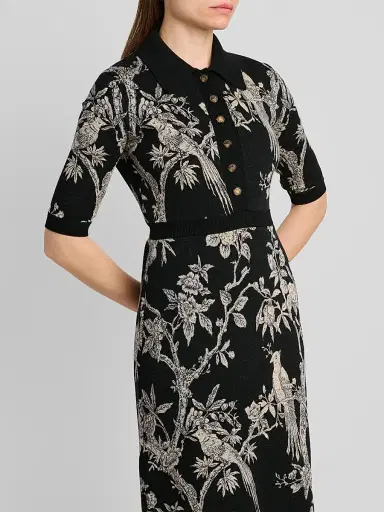 Etro Women's Wool-Blend Knit Midi Shirtdress - Black | Thumbnail 5 Etro Women's Wool-Blend Knit Midi Shirtdress - Black | Thumbnail 5