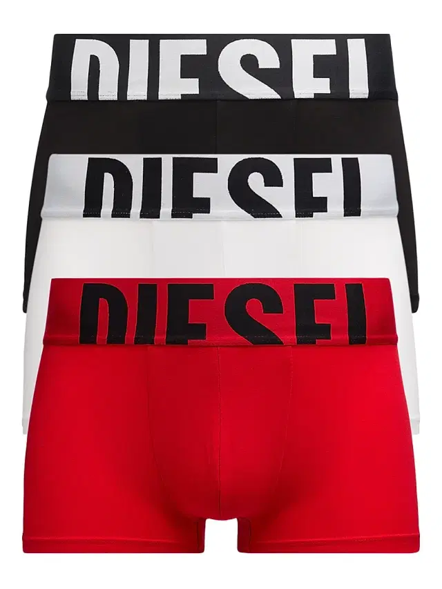 Diesel Men's Damien 3-Pack Logo Boxer Briefs - Black Red