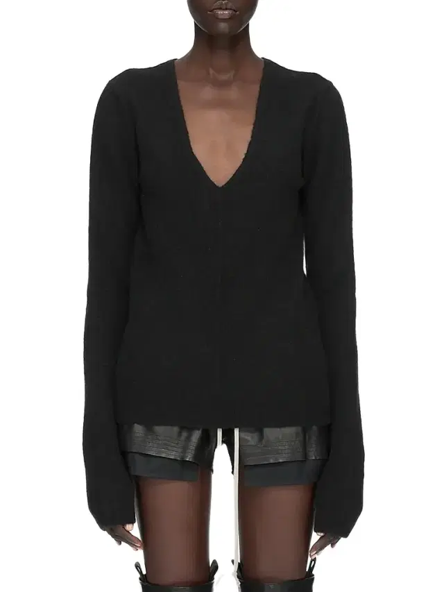 Rick Owens Women's Tommy V-Neck Alpaca Sweater - Black