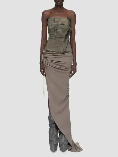 Rick Owens Women's Distressed Denim Bustier Top - Dust Combo - Size 2 | Thumbnail 2