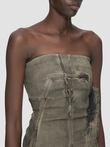 Rick Owens Women's Distressed Denim Bustier Top - Dust Combo - Size 2 | Thumbnail 4