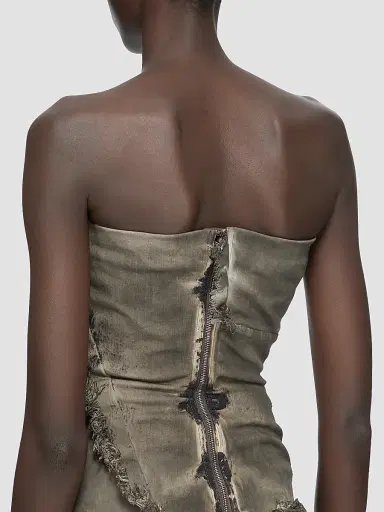 Rick Owens Women's Distressed Denim Bustier Top - Dust Combo - Size 2 | Thumbnail 5
