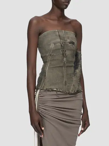Rick Owens Women's Distressed Denim Bustier Top - Dust Combo - Size 2 | Thumbnail 6
