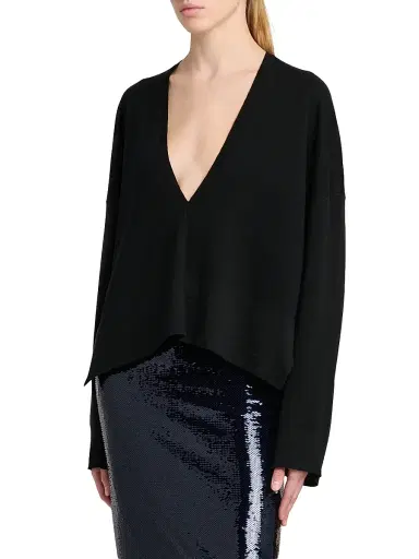 Tom Ford Women's Wool V-Neck Sweater | Thumbnail 4 Tom Ford Women's Wool V-Neck Sweater | Thumbnail 4