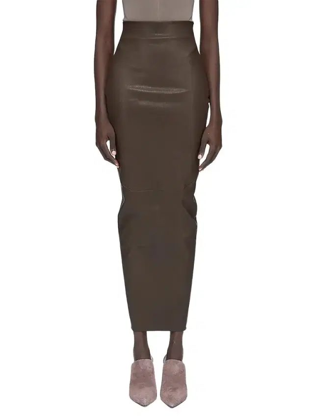 Rick Owens Women's Dirt Pillar Stretch Leather-Blend Pencil Maxi Skirt - Grease