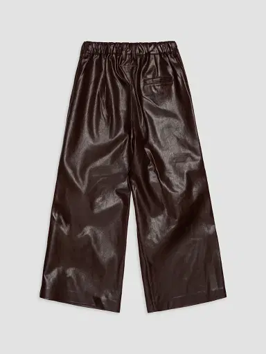 MM6 MAISON MARGIELA Little Kid's & Kid's Scrunched Faux Leather Pants - Seal Brown - Size 8 | Thumbnail 2