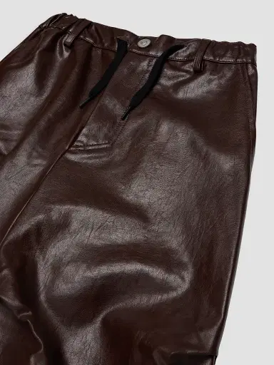 MM6 MAISON MARGIELA Little Kid's & Kid's Scrunched Faux Leather Pants - Seal Brown - Size 8 | Thumbnail 3