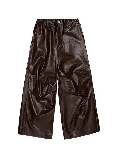 MM6 MAISON MARGIELA Little Kid's & Kid's Scrunched Faux Leather Pants - Seal Brown - Size 8 | Thumbnail 1