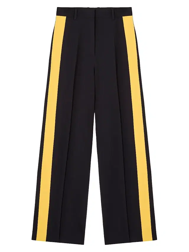 LOEWE Women's Pleated Side-Striped Trousers - Navy Yellow