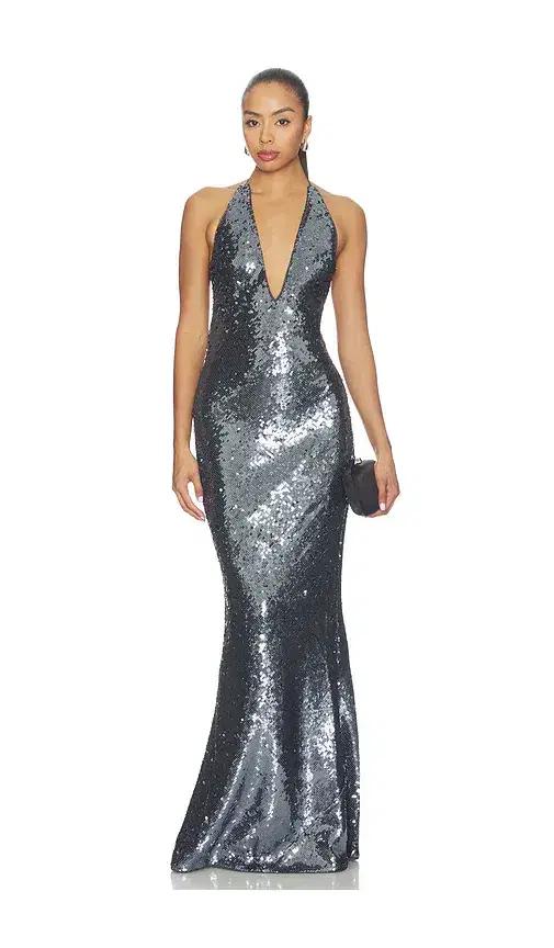 MISHA The Plundge Sequin Jersey Dress