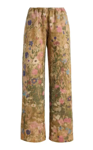 LESET Pam Floral Silk Jacquard Wide-Leg Pants | Thumbnail 1 LESET Pam Floral Silk Jacquard Wide-Leg Pants | Thumbnail 1