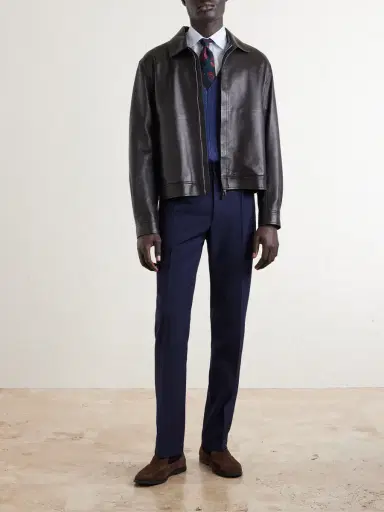 dunhill Straight-Leg Pleated Virgin Wool-Twill Trousers - Men | Thumbnail 2