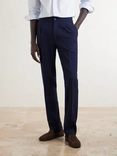 dunhill Straight-Leg Pleated Virgin Wool-Twill Trousers - Men | Thumbnail 3