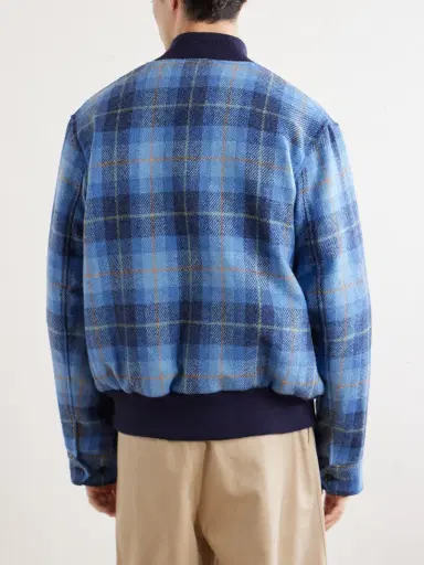 Golden Bear Leather-Trimmed Wool Harris Tweed Bomber Jacket - Men | Thumbnail 4