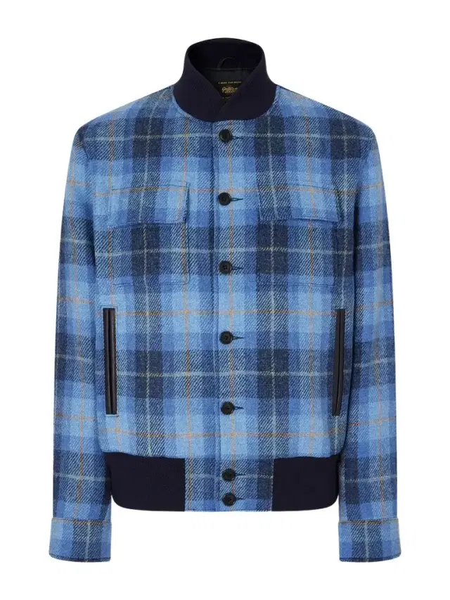 Golden Bear Leather-Trimmed Wool Harris Tweed Bomber Jacket - Men