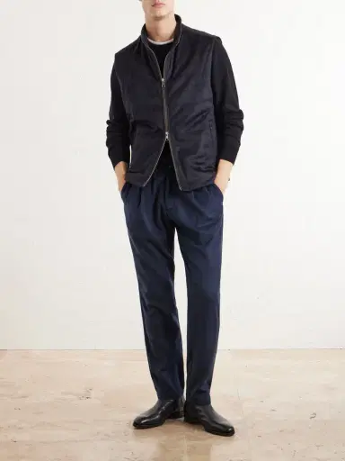 HERNO Straight-Leg Mélange Flannel Trousers - Men | Thumbnail 2