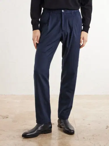 HERNO Straight-Leg Mélange Flannel Trousers - Men | Thumbnail 3