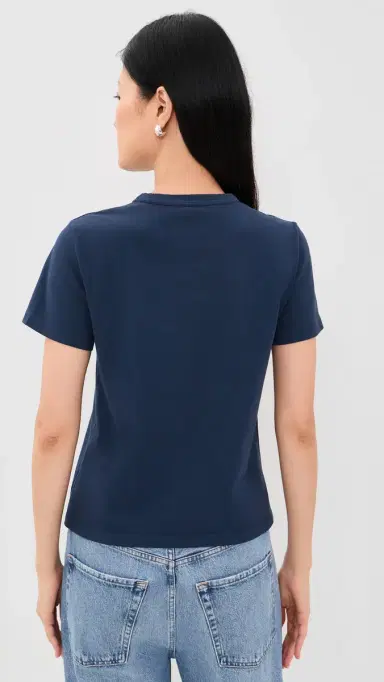 Madewell The Perfect Crewneck Tee in Allday Jersey Deep Indigo L | Thumbnail 3