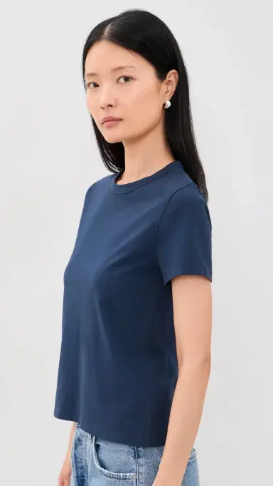 Madewell The Perfect Crewneck Tee in Allday Jersey Deep Indigo L | Thumbnail 4