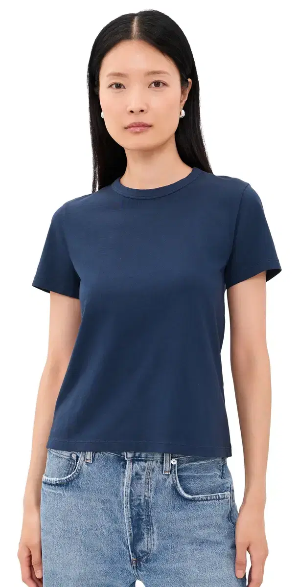 Madewell The Perfect Crewneck Tee in Allday Jersey Deep Indigo
