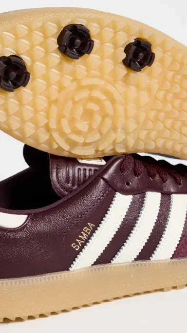Adidas Golf Samba Spikeless Golf Shoes Maroon/Off White/Gum 3 | Thumbnail 6