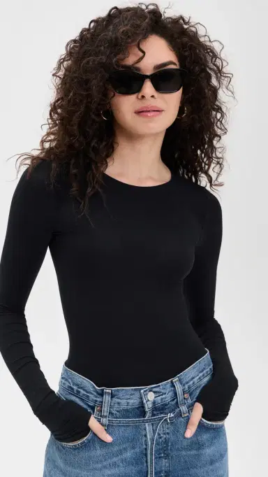 Commando Ballet Crewneck Thong Bodysuit with Thumbholes | Thumbnail 2