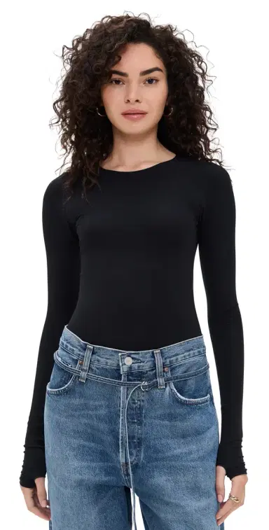 Commando Ballet Crewneck Thong Bodysuit with Thumbholes | Thumbnail 1