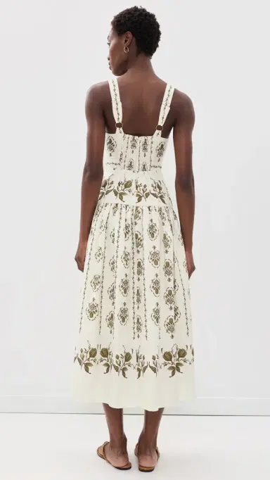 Moon River Drop-Waist Midi Dress Beige ulti | Thumbnail 3