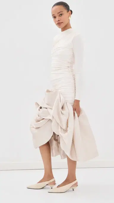 By Efrain Mogollon Cana Rosa Midi Dress Pearl White | Thumbnail 4