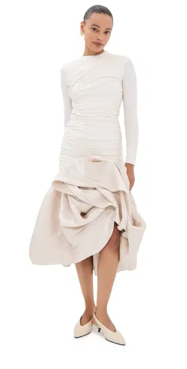 By Efrain Mogollon Cana Rosa Midi Dress Pearl White | Thumbnail 1