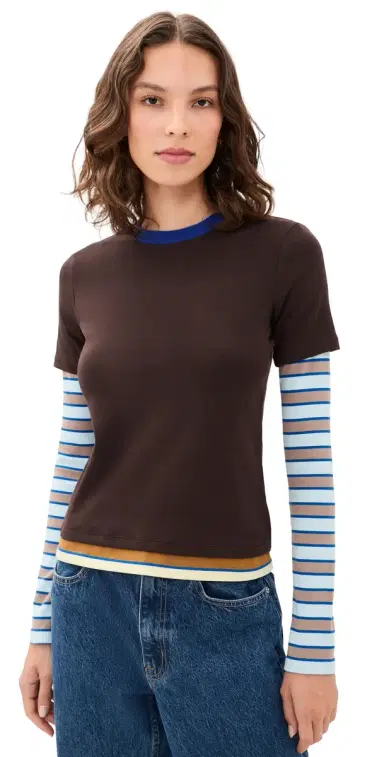 Staud Dillon Tee Earth/Horizon Stripe | Thumbnail 1