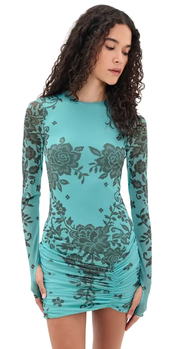 AFRM irza Mini Dress Turquoise Crochet
