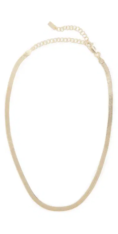 By Adina Eden Herringbone Choker Gold One Size | Thumbnail 1