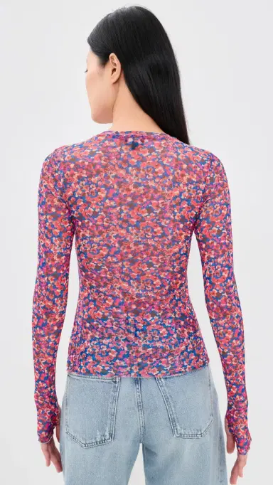 AFRM Nina esh Blouse Cobalt Ditsy | Thumbnail 3