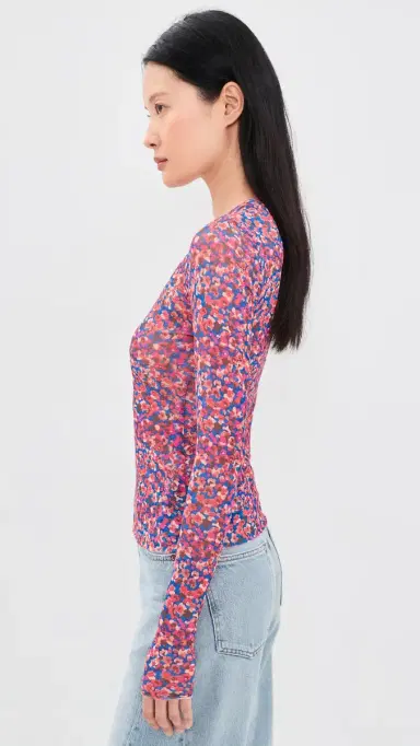 AFRM Nina esh Blouse Cobalt Ditsy | Thumbnail 4