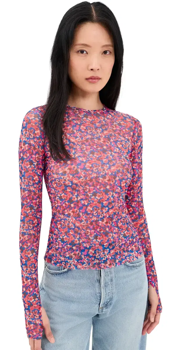 AFRM Nina esh Blouse Cobalt Ditsy