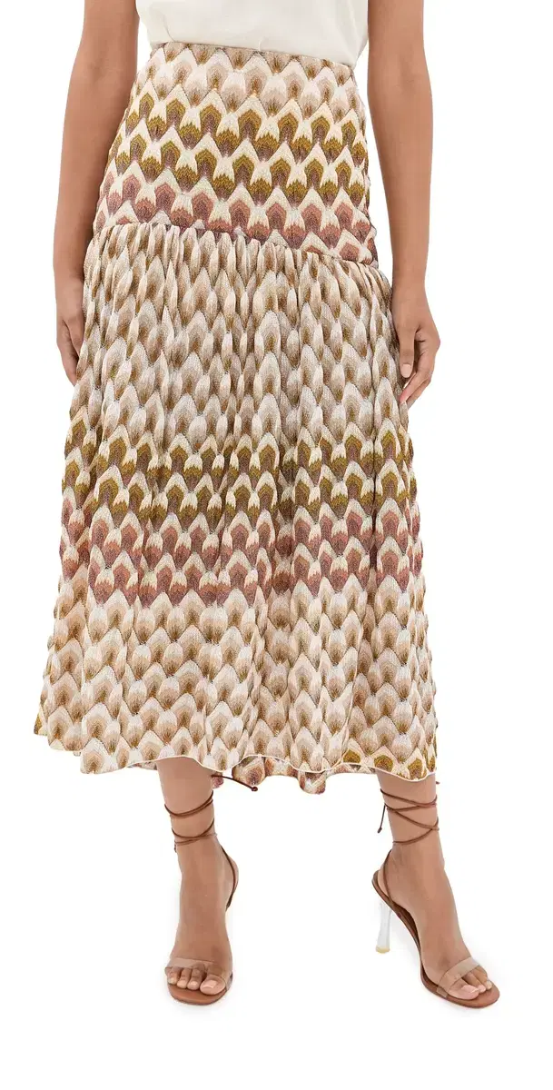 Long Skirt GOLD AND BEIGE ON WHITE BASE