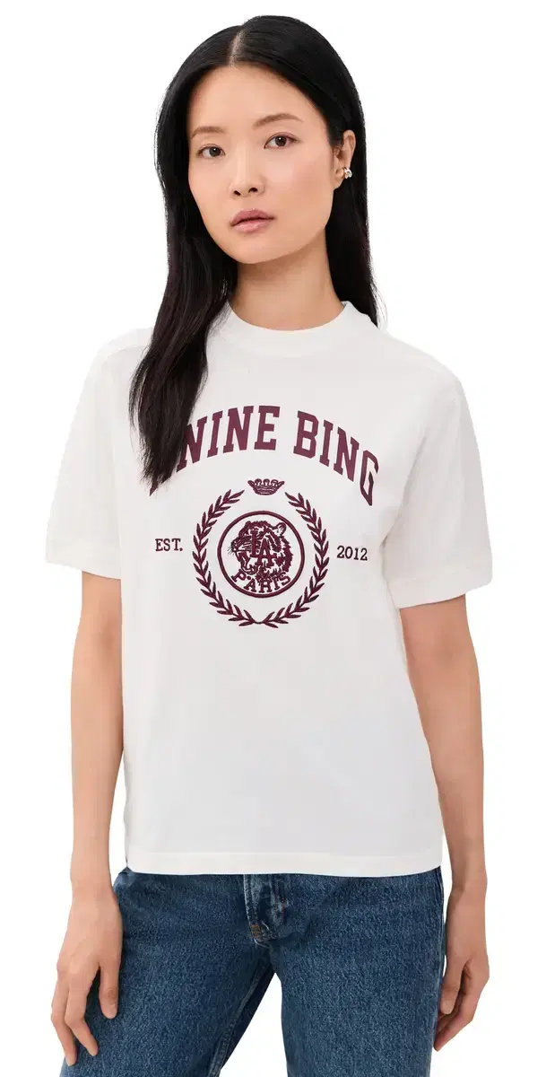 ANINE BING Jaylin Collegiate Tee Cream