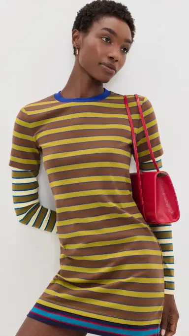 Staud Dillon Mini Dress Cigar/onoma Stripe | Thumbnail 2