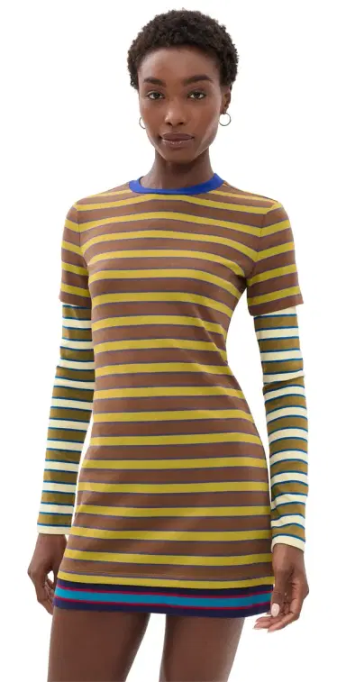 Staud Dillon Mini Dress Cigar/onoma Stripe | Thumbnail 1