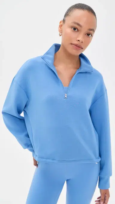 Varley ian Cropped Half Zip Sweatshirt Marina | Thumbnail 2